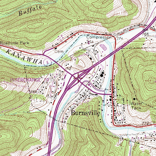 Topographic Map of Interchange 79, WV