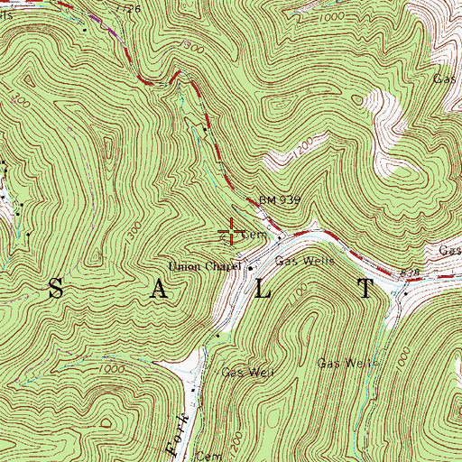 Topographic Map of Right Hand Fork Cemetery, WV