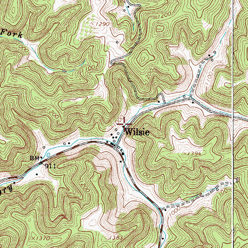 Topographic Map of Wilsie Post Office, WV