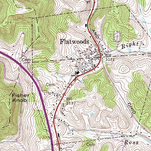 Topographic Map of Flatwoods Elementary School, WV