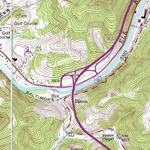 Topographic Map of Interchange 62, WV