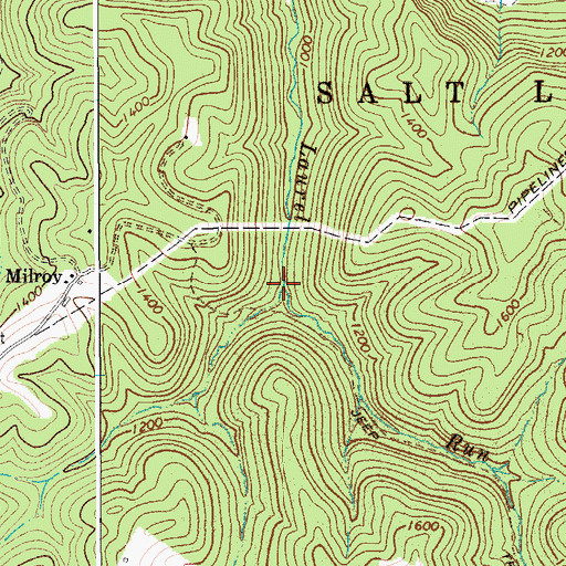 Topographic Map of Left Fork Laurel Run, WV