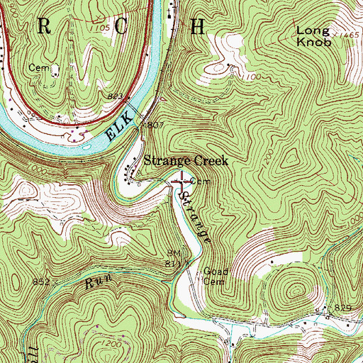 Topographic Map of Strange Creek United Methodist Church (historical), WV