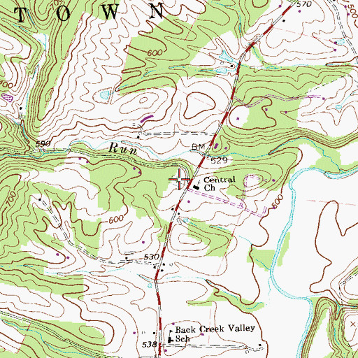 Topographic Map of Central Chapel Cemetery, WV