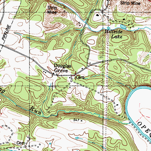 Topographic Map of Douglas Grove Cemetery, WV
