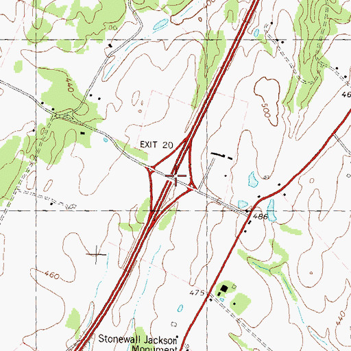 Topographic Map of Exit 20, WV