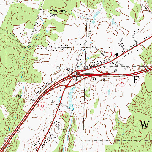 Topographic Map of Exit 23, WV