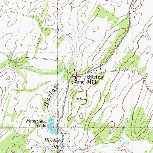 Topographic Map of Falling Waters Presbyterian Church, WV