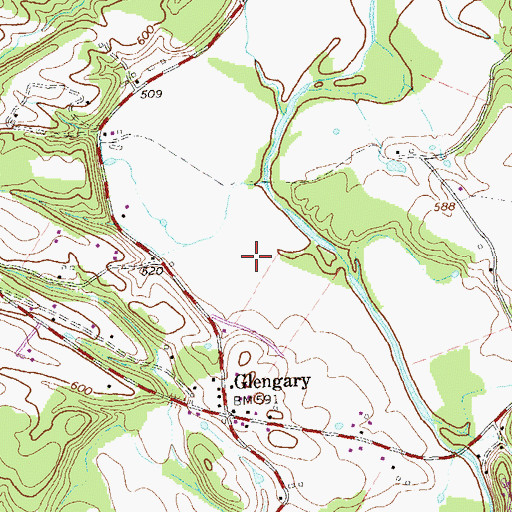 Topographic Map of Glengary Post Office, WV