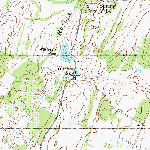 Topographic Map of Harlan Spring Historic District, WV