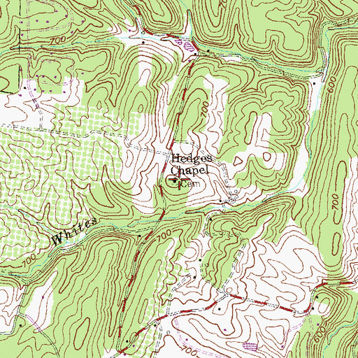 Topographic Map of Hedges Chapel Cemetery, WV