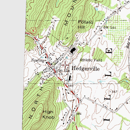 Topographic Map of Hedgesville Cemetery, WV