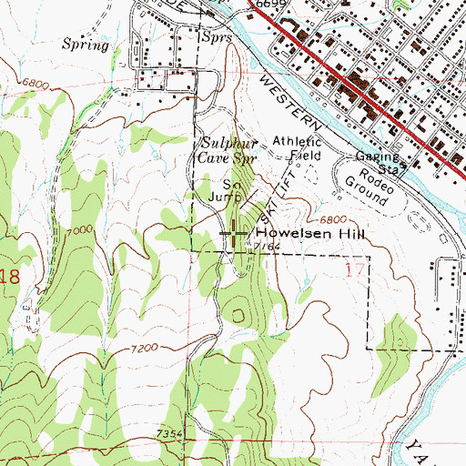 Topographic Map of Howelsen Hill, CO