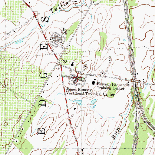Topographic Map of James Rumsey Technical Institute, WV