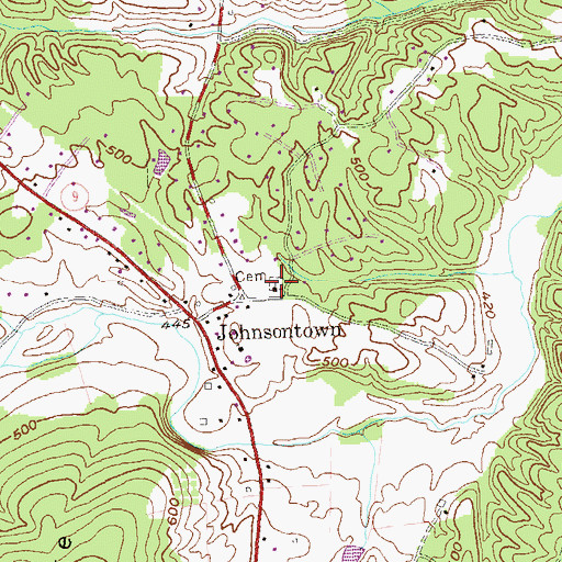 Topographic Map of Johnsontown Cemetery, WV