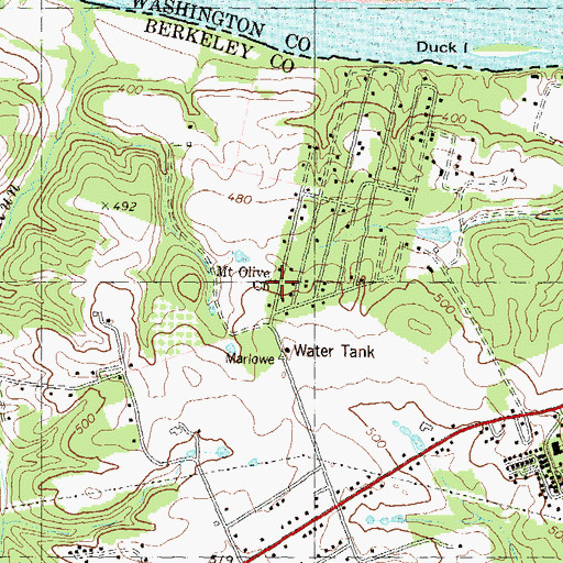Topographic Map of Mount Olive Church, WV