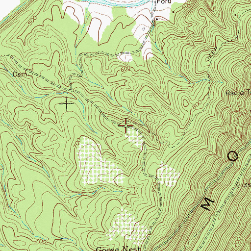 Topographic Map of Mountain Grove School (historical), WV