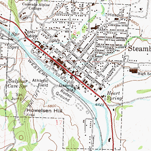 Topographic Map of Steamboat Springs, CO