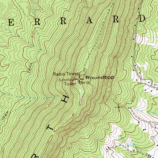 Topographic Map of North Mountain Lookout Tower, WV