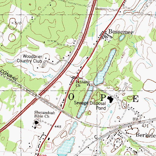 Topographic Map of Oak Grove School (historical), WV