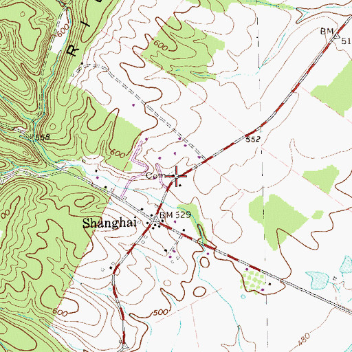Topographic Map of Shanghai Cemetery, WV