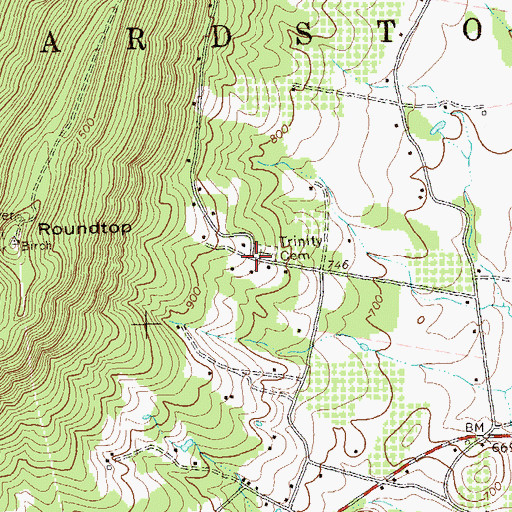 Topographic Map of Trinity Church (historical), WV