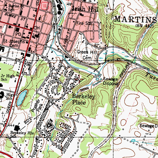 Topographic Map of Berkeley Place United Methodist Church, WV