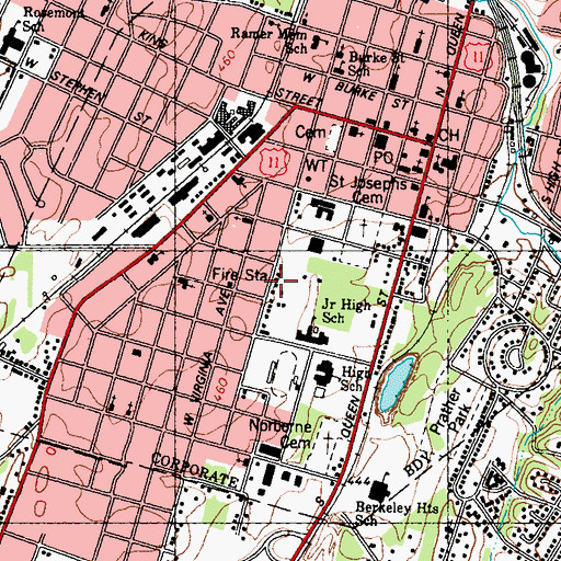 Topographic Map of Boomtown Historic District, WV