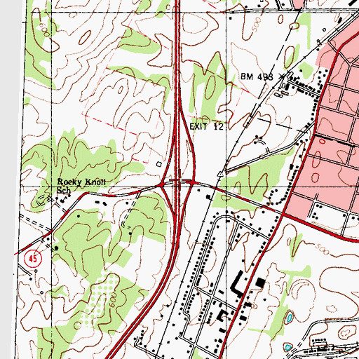 Topographic Map of Exit 12, WV