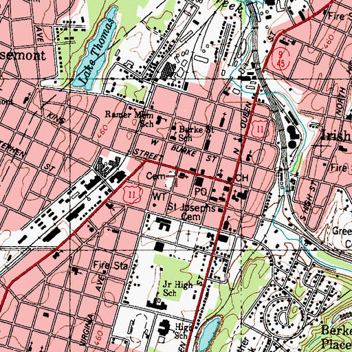 Topographic Map of First Baptist Church, WV