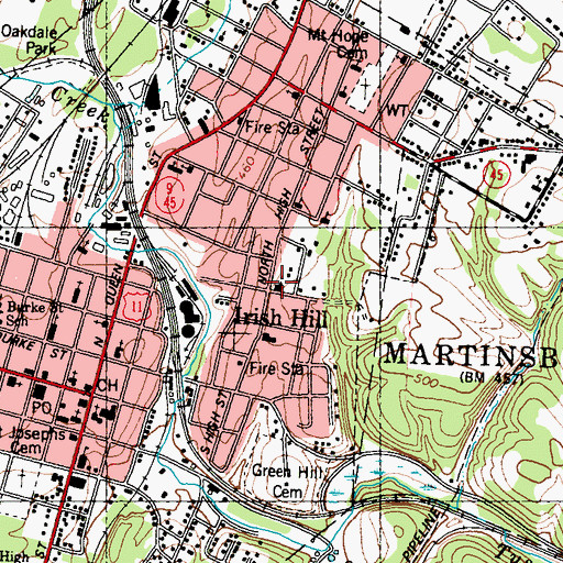 Topographic Map of First Church of the Nazarene, WV