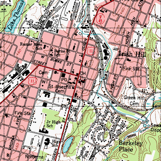 Topographic Map of First Presbyterian Church, WV