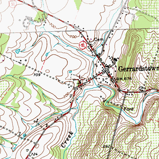 Topographic Map of Gerrardstown Cemetery, WV