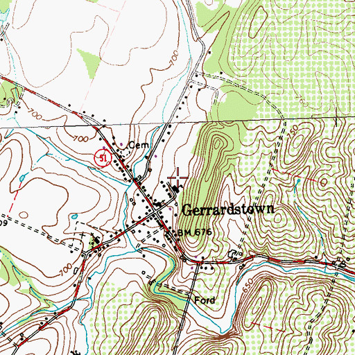 Topographic Map of Gerrardstown Elementary School, WV