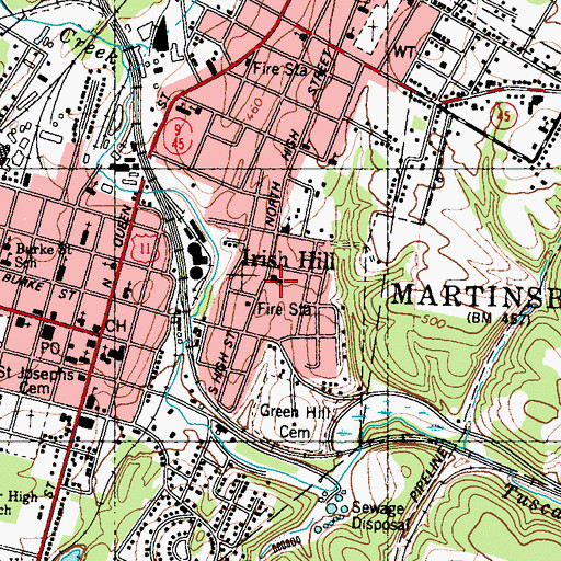 Topographic Map of High Street Public School (historical), WV