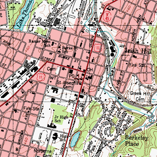 Topographic Map of John Street Public School (historical), WV