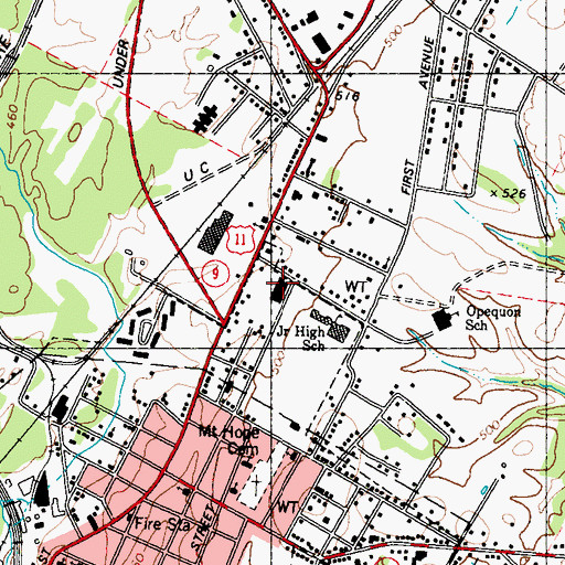 Topographic Map of Nichols Discount City Shopping Center, WV