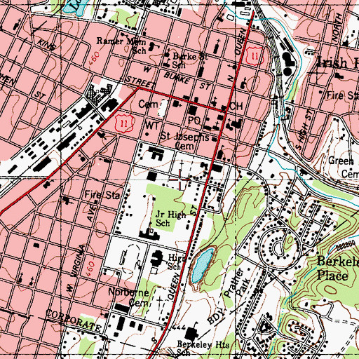 Topographic Map of Old Norbourne Cemetery, WV