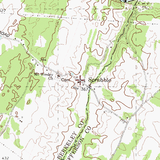 Topographic Map of Scrabble School (historical), WV