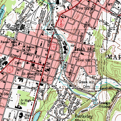 Topographic Map of South Water Street Historic District, WV
