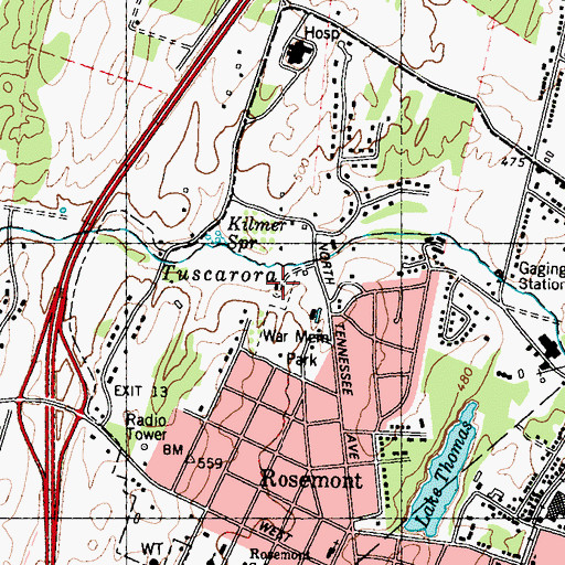 Topographic Map of Tuscarora Creek Historic District, WV