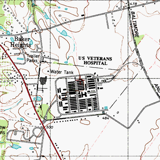 Topographic Map of Martinsburg Veterans Affairs Medical Center, WV