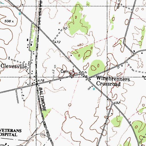 Topographic Map of Vancleveville Cemetery, WV
