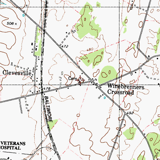 Topographic Map of Vancleveville Church of the Brethren, WV
