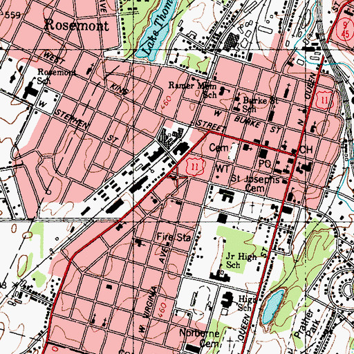 Topographic Map of Winchester Avenue Christian Church, WV