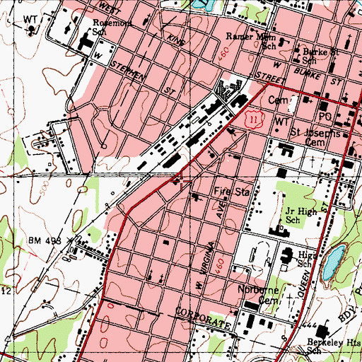 Topographic Map of Winchester Avenue Elementary School, WV