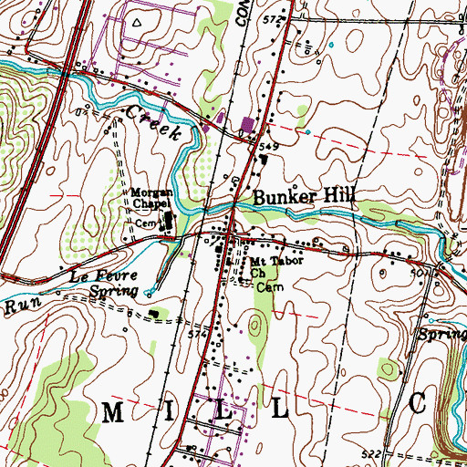 Topographic Map of Bunker Hill Historic District, WV