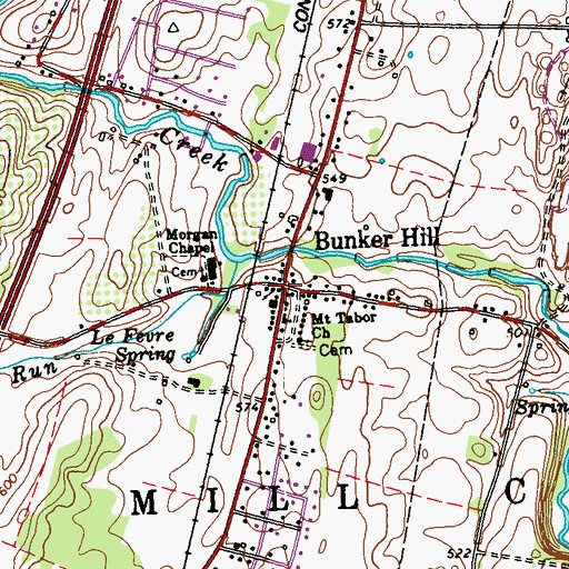 Topographic Map of Bunker Hill Presbyterian Church, WV