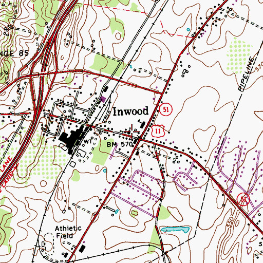 Topographic Map of First Baptist Church, WV