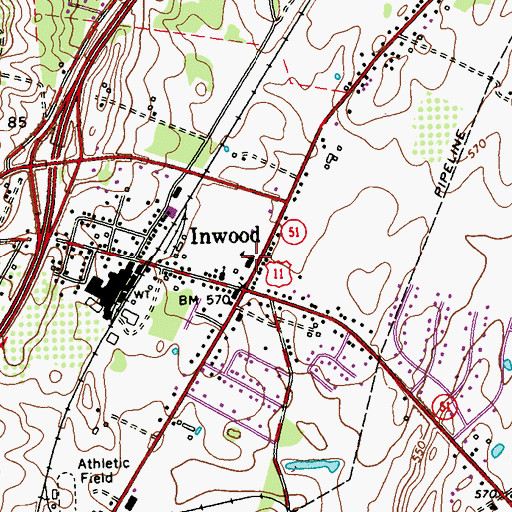 Topographic Map of Inwood Primary School, WV